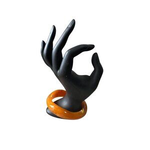 Vintage Art Deco Marbled Amber Bakelite Bangle Bracelet, Wavy design